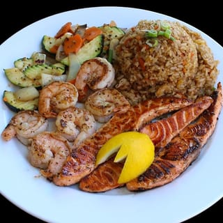 #13 Salmon & Shrimp Plate